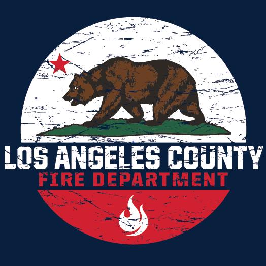 La Fire Shirt Guy Los Angeles County Fire Department California Bear Hooded Sweatshirt XL / Navy