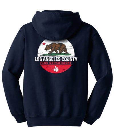 Los Angeles County Fire Department California Bear Hooded Zippered Sweatshirt