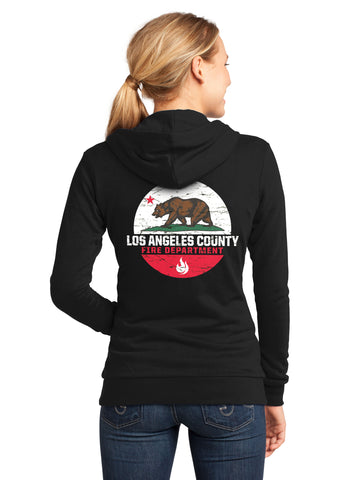 Los Angeles County Fire Department California Bear Women's Hooded Zipper Sweatshirt