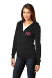 Los Angeles County Fire Department Black/wPink Box 1/C CTY Women's Hooded Zipper Sweatshirt